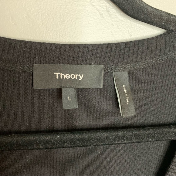 THEORY Basic Scoop Neck Compact Ribbed Short Sleeve Tee - Picture 4 of 5